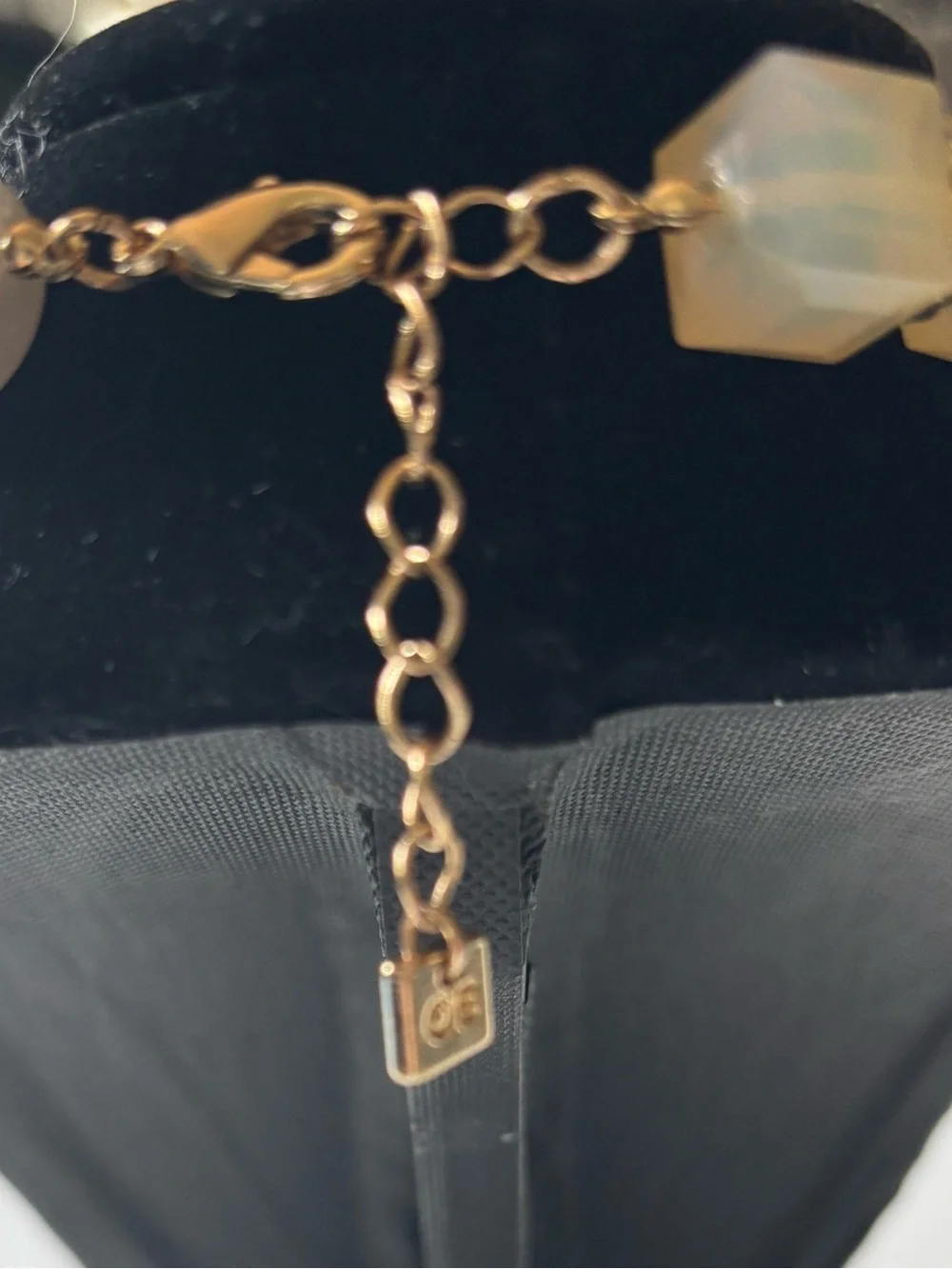 Chico’s Asymmetrical Faux Pearl Opalescent Cube Rhinestone Ball Necklace